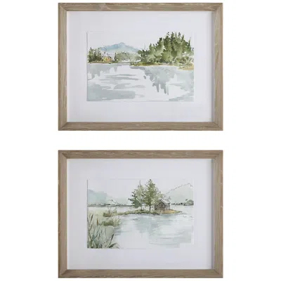 Uttermost Serene Lake 26" Wide 2-piece Framed Wall Art Set