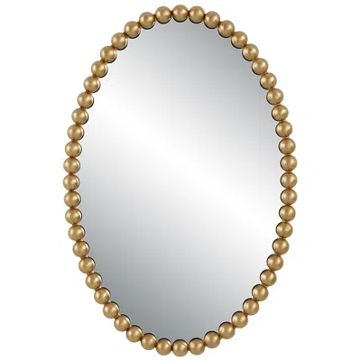 Uttermost Serna Gold Leaf 20" X 30" Beaded Oval Wall Mirror