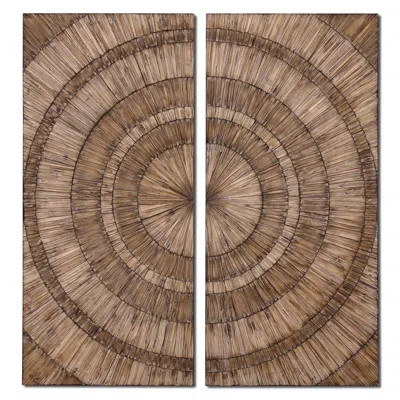 Uttermost Set Of 2 Lanciano Hand-crafted Wood Wall Art