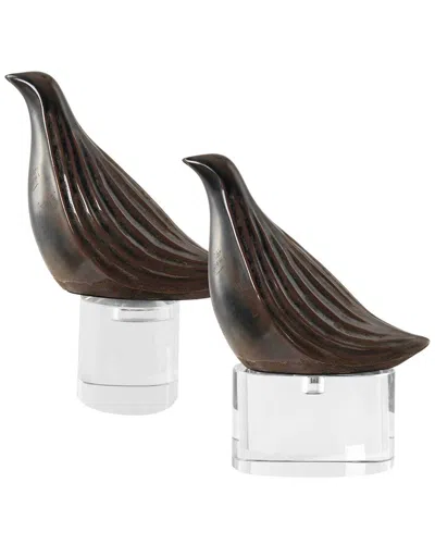 Uttermost Set Of 2 Nesting Bird Sculptures In Brown