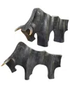 Uttermost Set Of 2 Regal Bull Sculptures In Black