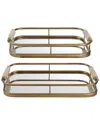 Uttermost Set Of 2 Rosea Brushed Trays In Gold