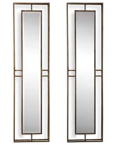 Uttermost Set Of 2 Rutledge Mirrors In Brown