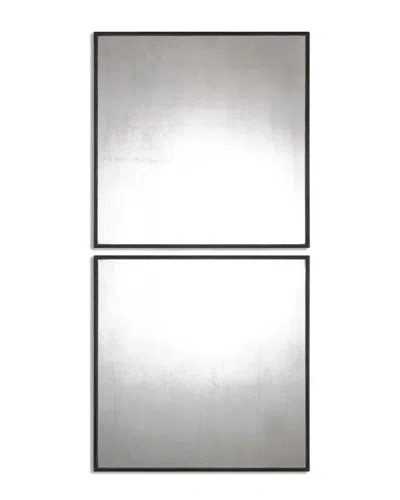 UTTERMOST SET OF 2 UTTERMOST MATTY ANTIQUED SQUARE MIRRORS,