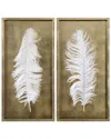 Uttermost White Feathers 2-pc. Shadow Box Wall Art