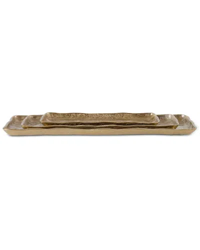Uttermost Set Of 3 Artisan Antique Trays In Gold