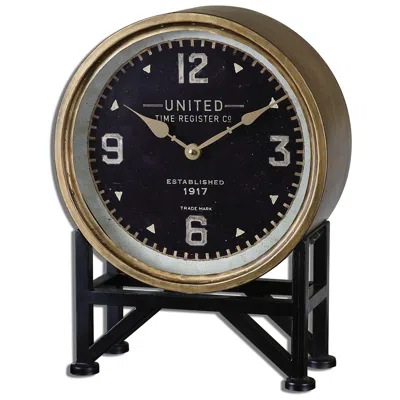 Uttermost Shyam Vintage Brass 16" High Table Clock
