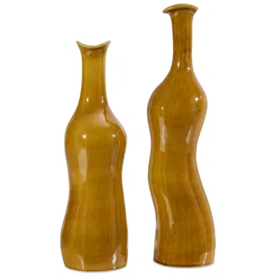Uttermost Sienna Flow Indoor-outdoor Set Of 2 Bottle Vases In Brown