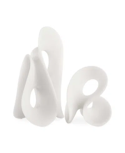 Uttermost Silent Wave Indoor Outdoor Sculptures, Set Of 2 In White
