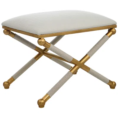 Uttermost Socialite 24" Wide White Gold Ottoman