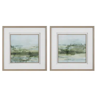 Uttermost Soft Sage 28" Square 2-piece Framed Wall Art Set