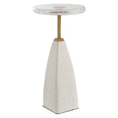 Uttermost Sora 24" High White Sandstone Drink Table
