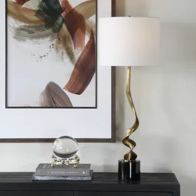 Uttermost Spiraling Cordless Brass Buffet Lamp In Black;gold