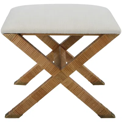 Uttermost St. Tropez 19" Wide Textured White Fabric Bench