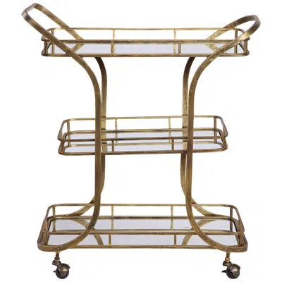 UTTERMOST UTTERMOST STASSI 33" WIDE ANTIQUED GOLD SERVING BAR CART