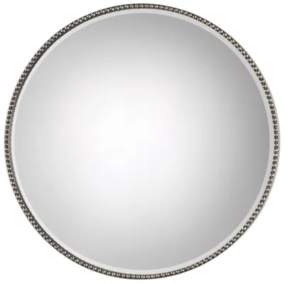 Uttermost Stefania Antiqued Silver Leaf 40" Round Oversized Mirror