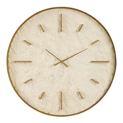 Uttermost Stone Serenity Off-white And Gold 35" Round Wall Clock
