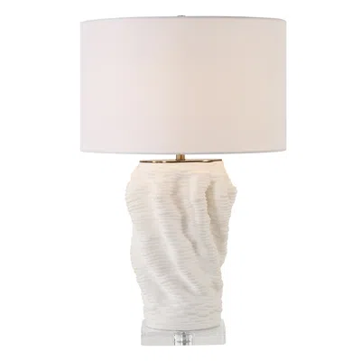 Uttermost Stratified Matte White Glaze Ceramic Table Lamp