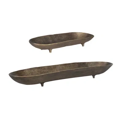 Uttermost Stratum Oval Brass Bowls (set Of 2) In Gold