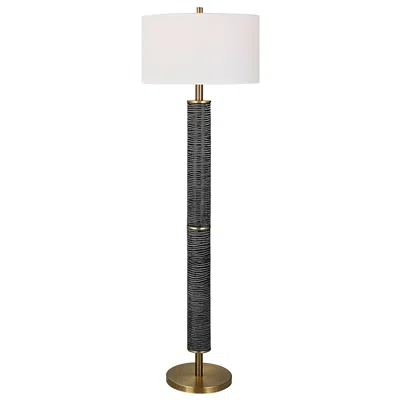 Uttermost Summit Rustic Gray-black Carved Floor Lamp