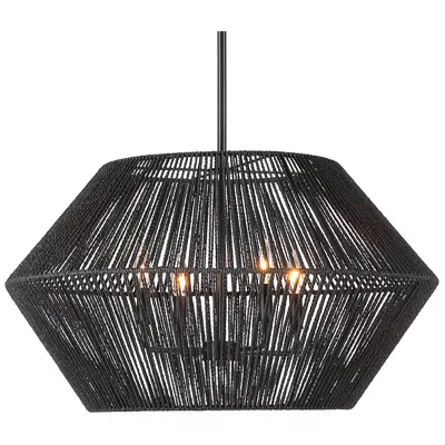 Uttermost Suva 28" Black Natural Rope 4-light Modern Chandelier