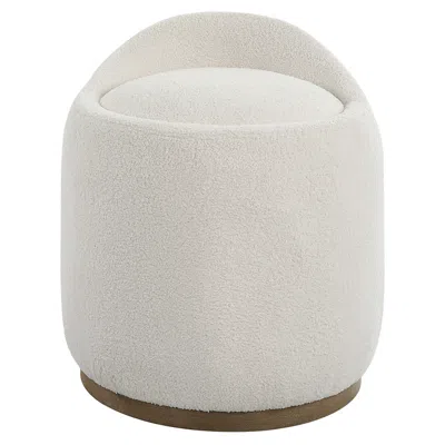 Uttermost Swirl Natural Faux Sheepskin Swivel Ottoman