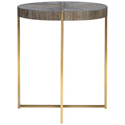 Uttermost Taja 20" Wide Dark Walnut And Brass Accent Table