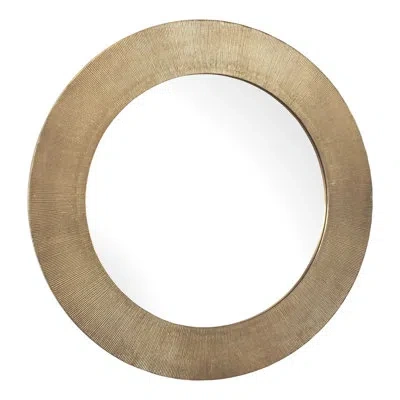 Uttermost Tano Antique Brass Round Mirror In Gold;brass