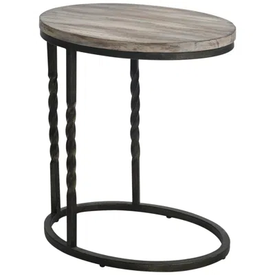 Uttermost Tauret 20"w Aged Steel With Brown Wood Side Table
