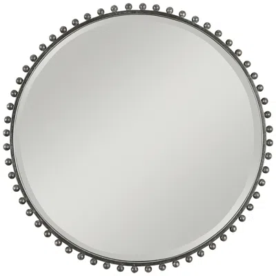 Uttermost Taza Distressed Black 32" Round Wall Mirror