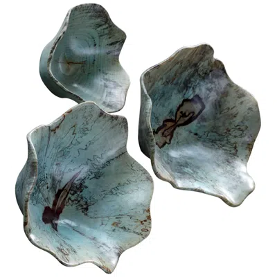 Uttermost Teo 3-piece Caribbean Blue Wood Wall Art Set