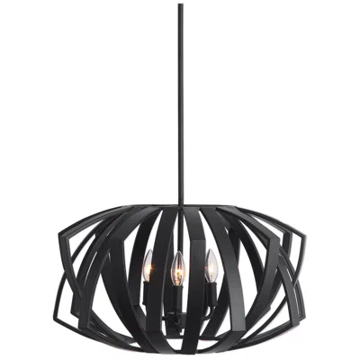 Uttermost Thales 22"w Matte Black Geometric 3-light Pendant