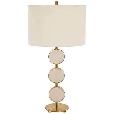 Uttermost Three Rings Brushed Brass Alabaster Table Lamp