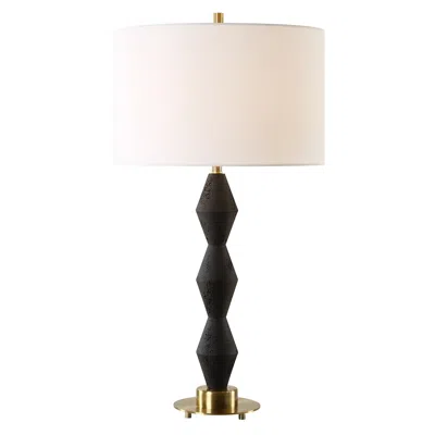 Uttermost Threefold 29 3/4" Black Stone Table Lamp