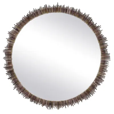 Uttermost Tiger Sea Urchin 38" Round Mirror In Brown
