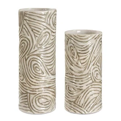 Uttermost Timber Swirl Earth Tone Vases Set/2 In White;gray