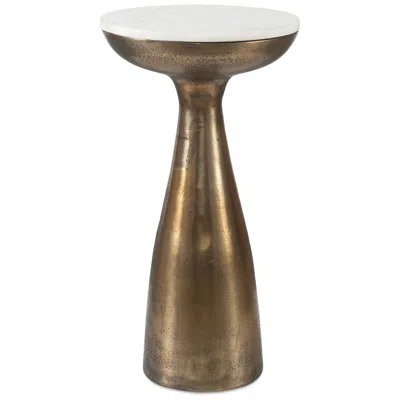 Uttermost Torin 22" H X 12" W Antq Brass Cast Aluminum Drink Table In Gold