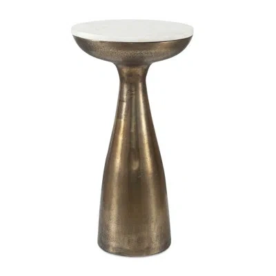 Uttermost Torin Marble & Brass Drink Table In White