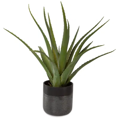 Uttermost Tucson Green Aloe 19"h Faux Planter In Ceramic Pot