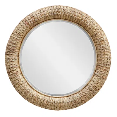 Uttermost Twisted Seagrass 36" Natural Round Wall Mirror In Brown