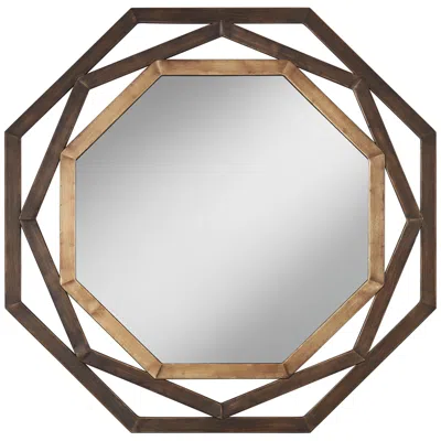 Uttermost Two-tone Bronze 32" Openwork Octagonal Wall Mirror