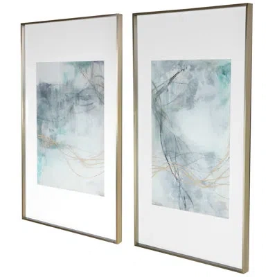Uttermost Undulating Oro By Jennifer Goldberger - 2 Piece Picture Frame Painting Set In Blue;white;gray