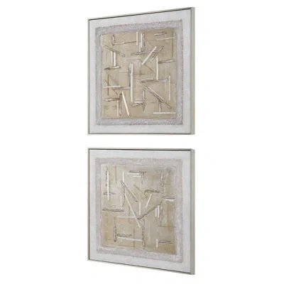 Uttermost Unpredictable Hand Painted Canvases In Gold,silver
