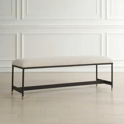 Uttermost Upholstered White Bench In Black;white