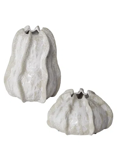Uttermost Urchin Vases, Set Of 2 In White