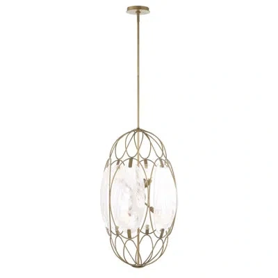 Uttermost Valencia 6 Light Glass Panel Pendant In Gold
