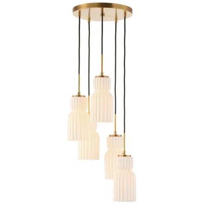 Uttermost Vanier 14" Wide Brass 5-light White Cluster Pendant