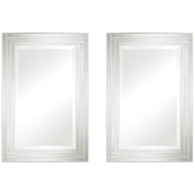 Uttermost Vedi Stepped Glass 24 3/4" X 36 3/4" Wall Mirrors Set Of 2