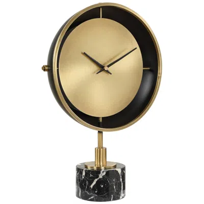 Uttermost Velar 25" H Brass Amd Black Table Clock In Gold