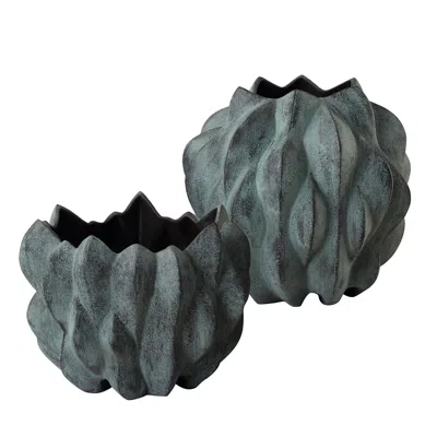 Uttermost Verdant Set Of 2 Bronze And Verdigris Vases